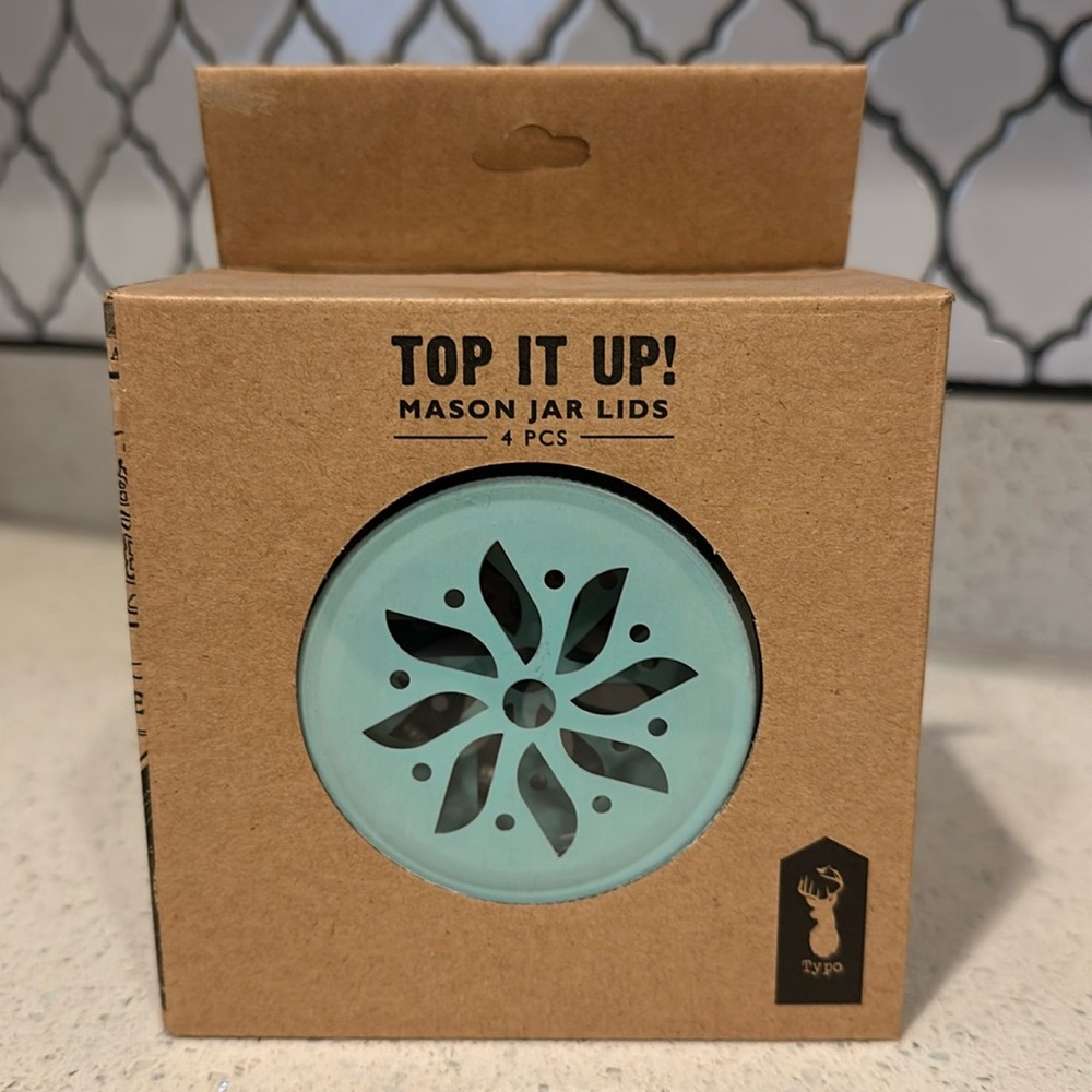 Teal Mason Jar Lids, 4 pcs